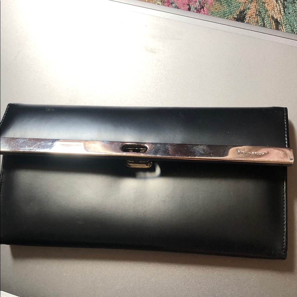 Salvatore Ferragamo Black Leather Card Slot Phone Case